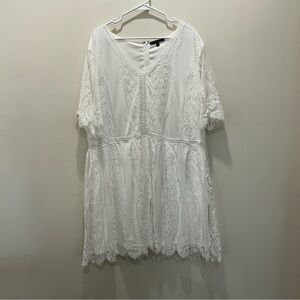 Glitzy Girls Fancy White Lined Midi Dress Sz 3XL